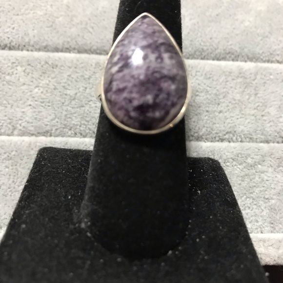New Sterling Silver Purple Kammererite Teardrop Ring Size 8 Gemstone Kammerite - Picture 13 of 16